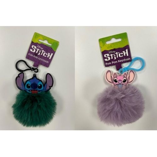 Lot de 2 Porte-clefs pompom Stitch + Angel