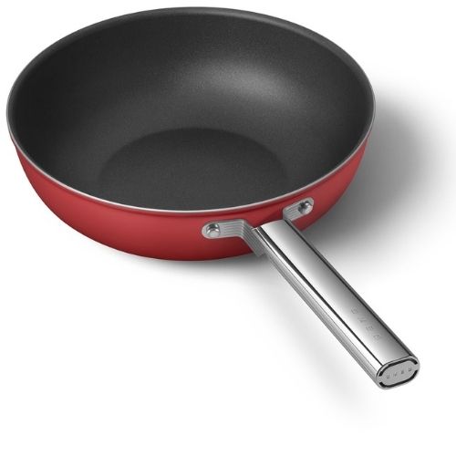 Wok 30cm rouge mat Smeg