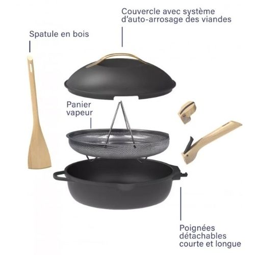 Poêle 24 cm noire - 1 à 6 personnes Cookut