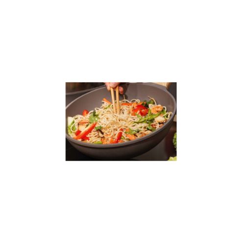 L'incroyable Wok 28 cm en fonte d'aluminium taupe - COOKUT
