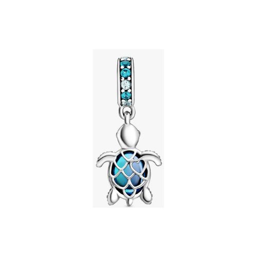 Charm Pendant Tortue de Mer Verre de Murano Bleu Argenté - Pandora