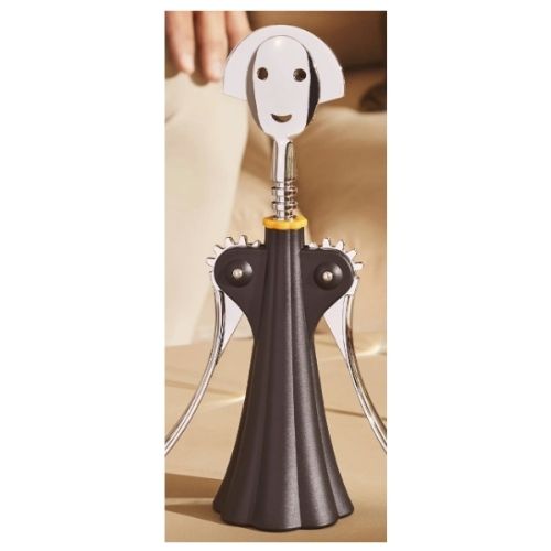 Anna G. — Tire-bouchon résine thermoplastique noir, zamac chromée - Alessi