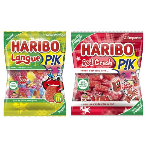 Lot Haribo Langue Pik & Red Crush Veggie 1 kg - Haribo