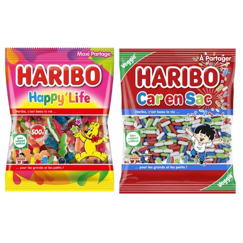 Lot Haribo Carensac & Happy Life 1 kg - Haribo