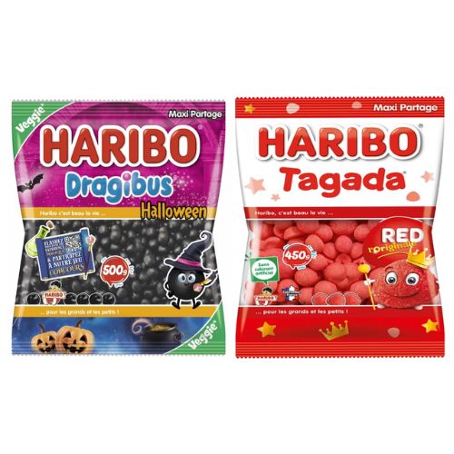 Lot Haribo Tagada & Dragibus Noir 950 g - Haribo