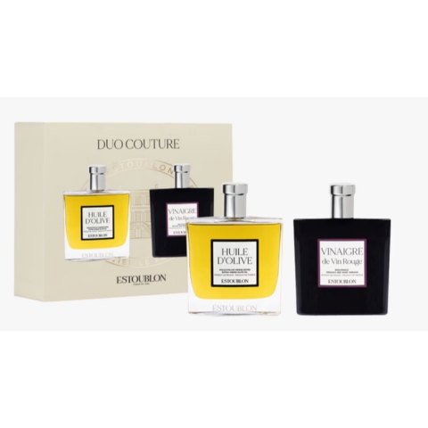 Coffret Duo Couture 2×10 cl - Huile d’Olive Vierge Extra & Vinaigre de Vin Rouge - Estoublon
