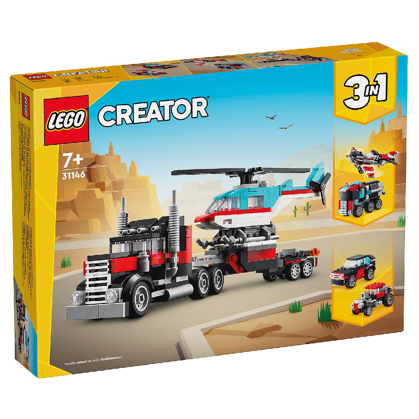 Le camion remorque avec hélicoptère Lego