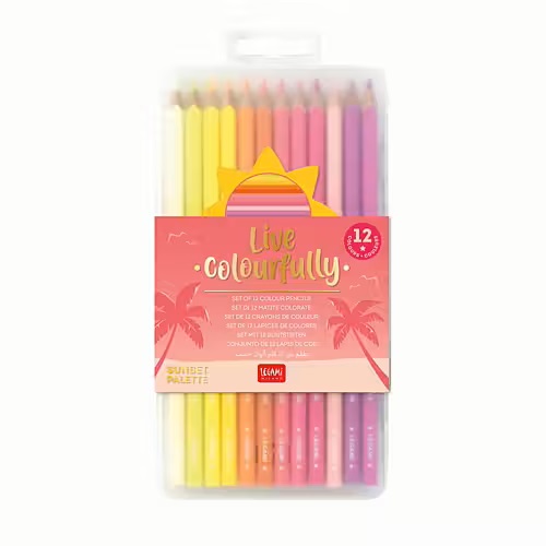 Set med blyertspennor i färg