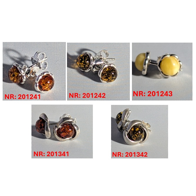 Sølv ørestikkere - Rav