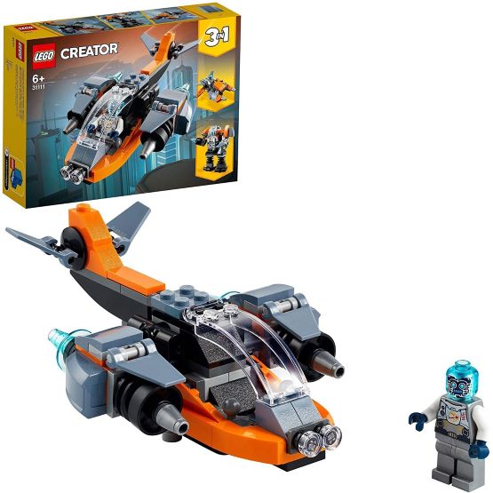 LEGO 31111 Creator 3 in 1 Cyber Drone Building Set with Cyber Mech and Scooter, Space Toys
