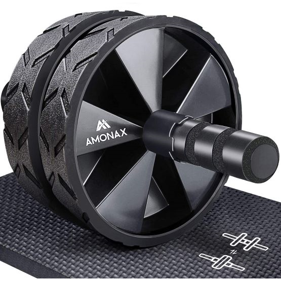Amonax Convertible Ab Wheel Roller with Large Knee Mat for Core Abs Rollout Exercise