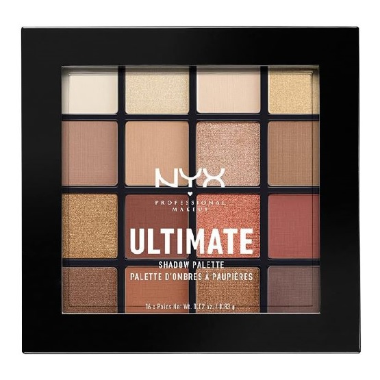 NYX Professional Makeup Ultimate Eye Shadow Palette, Pressed Pigments, 16 Shades