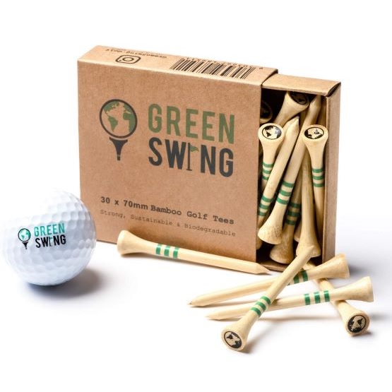 Green Swing Bamboo Golf Tees 70mm | Strong Sustainable Biodegradable | 30pcs