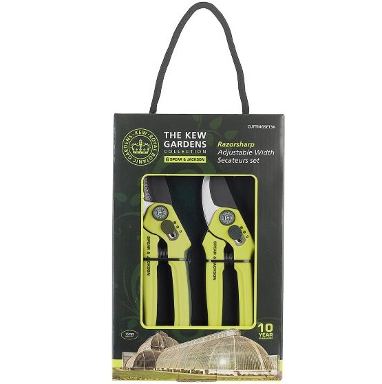 SPEAR & JACKSON Kew Gardens Razorsharp Cutting, Set 3K Bypass and Anvil Secateurs Set, Green