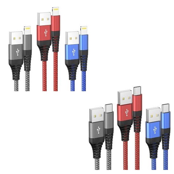 6FT Charger Cable 3Pack 